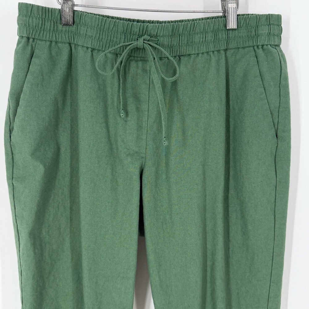 J.Crew Green Linen Cotton Drawstring Pants 12 Spring 2024 Preppy Coastal Casual - Picture 4 of 14
